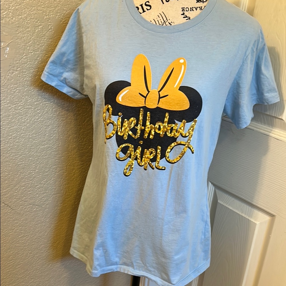 Disney Minnie Mouse Kids Blue Birthday Girl T-Shirt